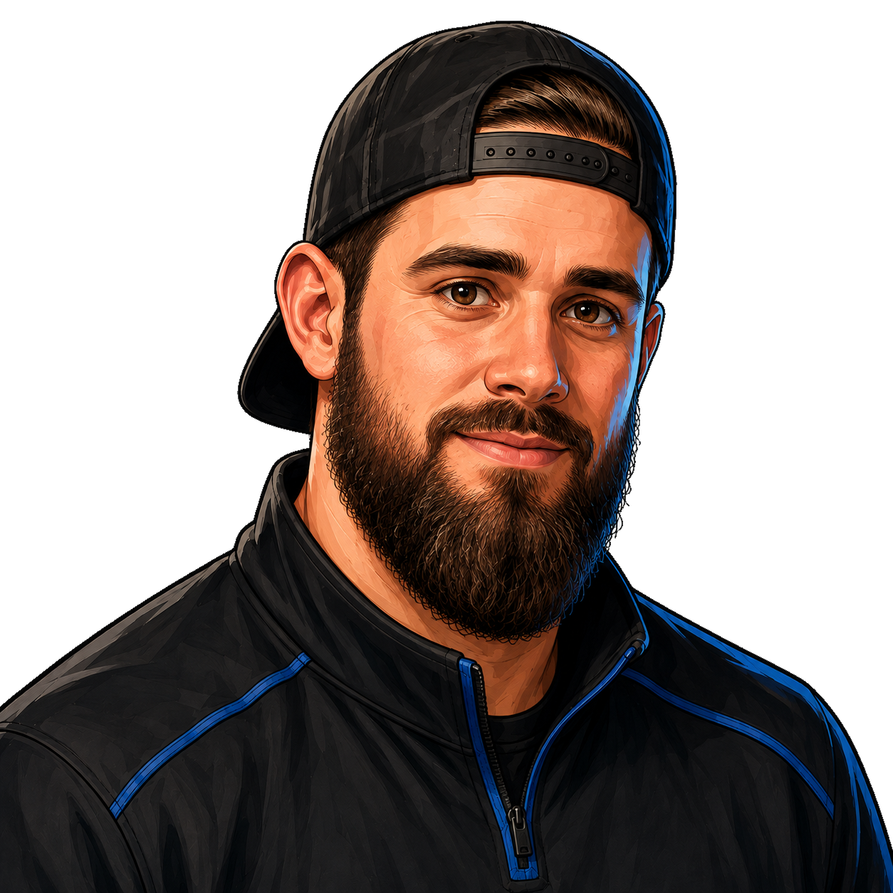 Illustrated portrait of Tyler Hawk